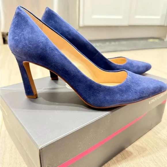 Vince Camuto Blue Suede Women's Heels Retsie size 7M Shoes - Picture 3 of 6